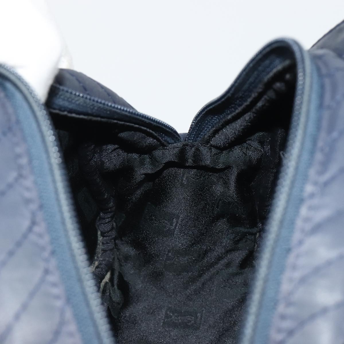 SAINT LAURENT Hand Bag Nylon Navy Silver Auth mr2565