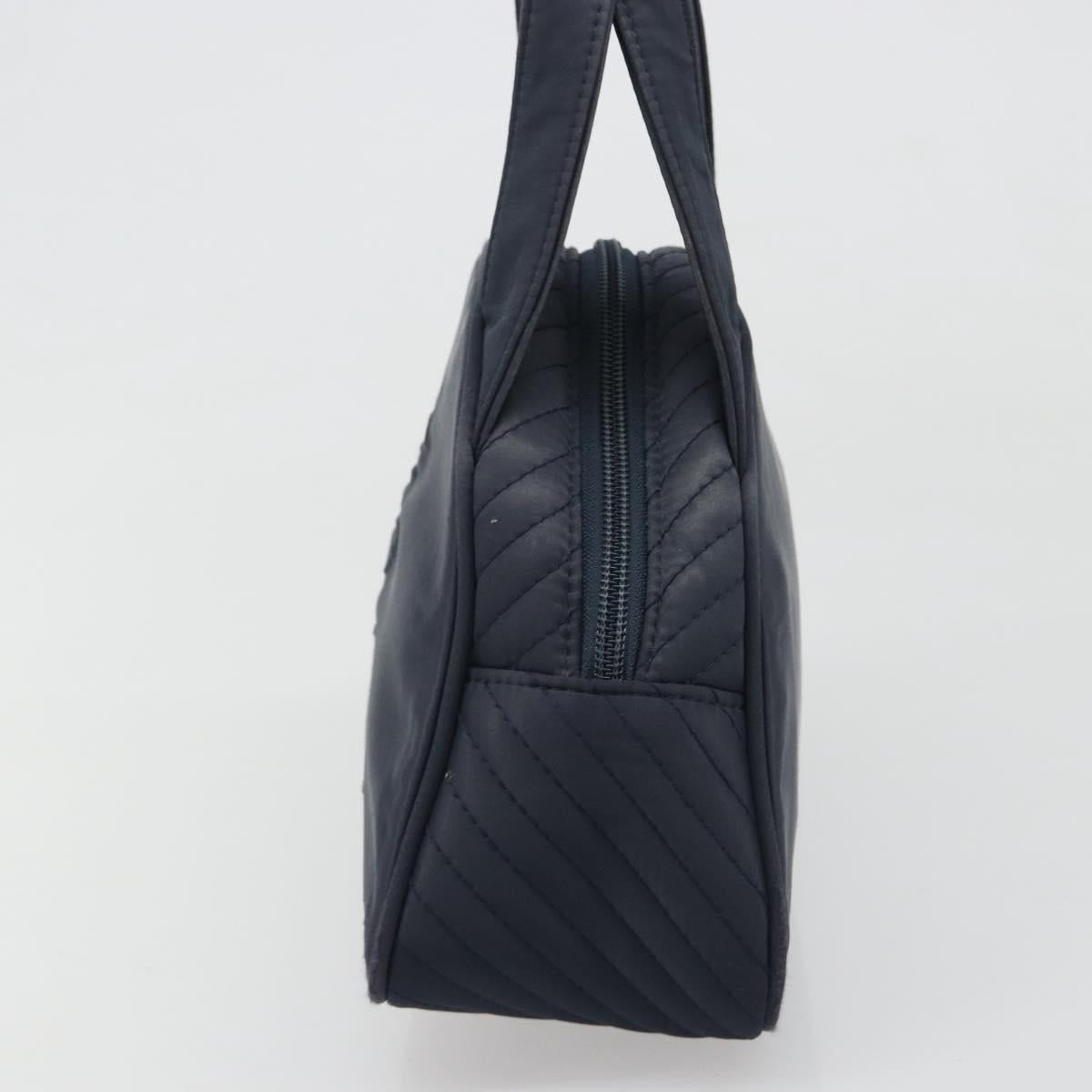SAINT LAURENT Hand Bag Nylon Navy Silver Auth mr2565