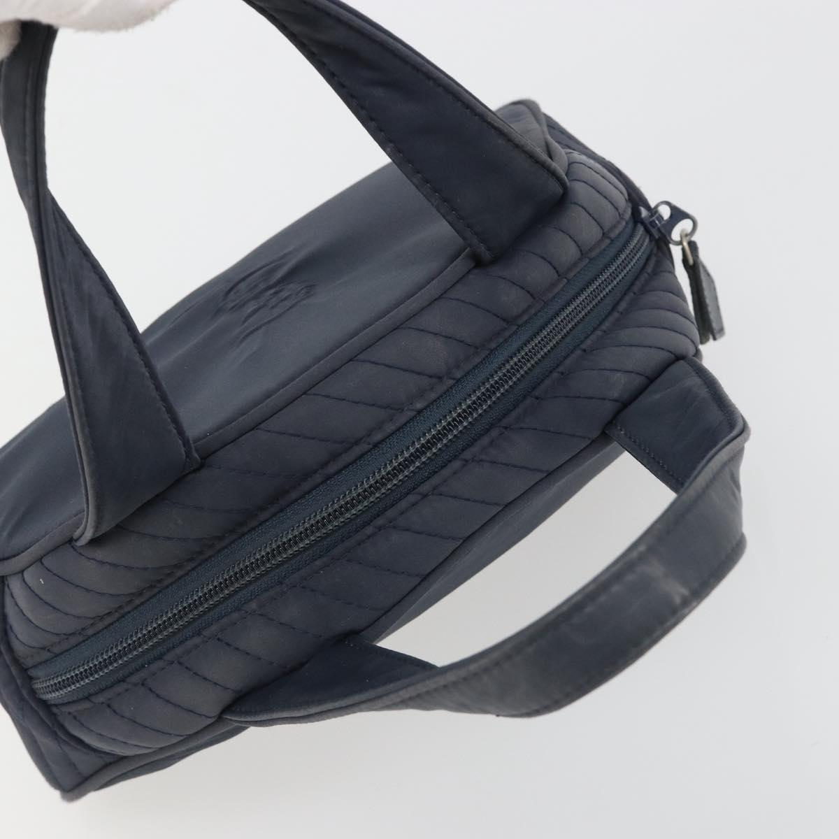 SAINT LAURENT Hand Bag Nylon Navy Silver Auth mr2565
