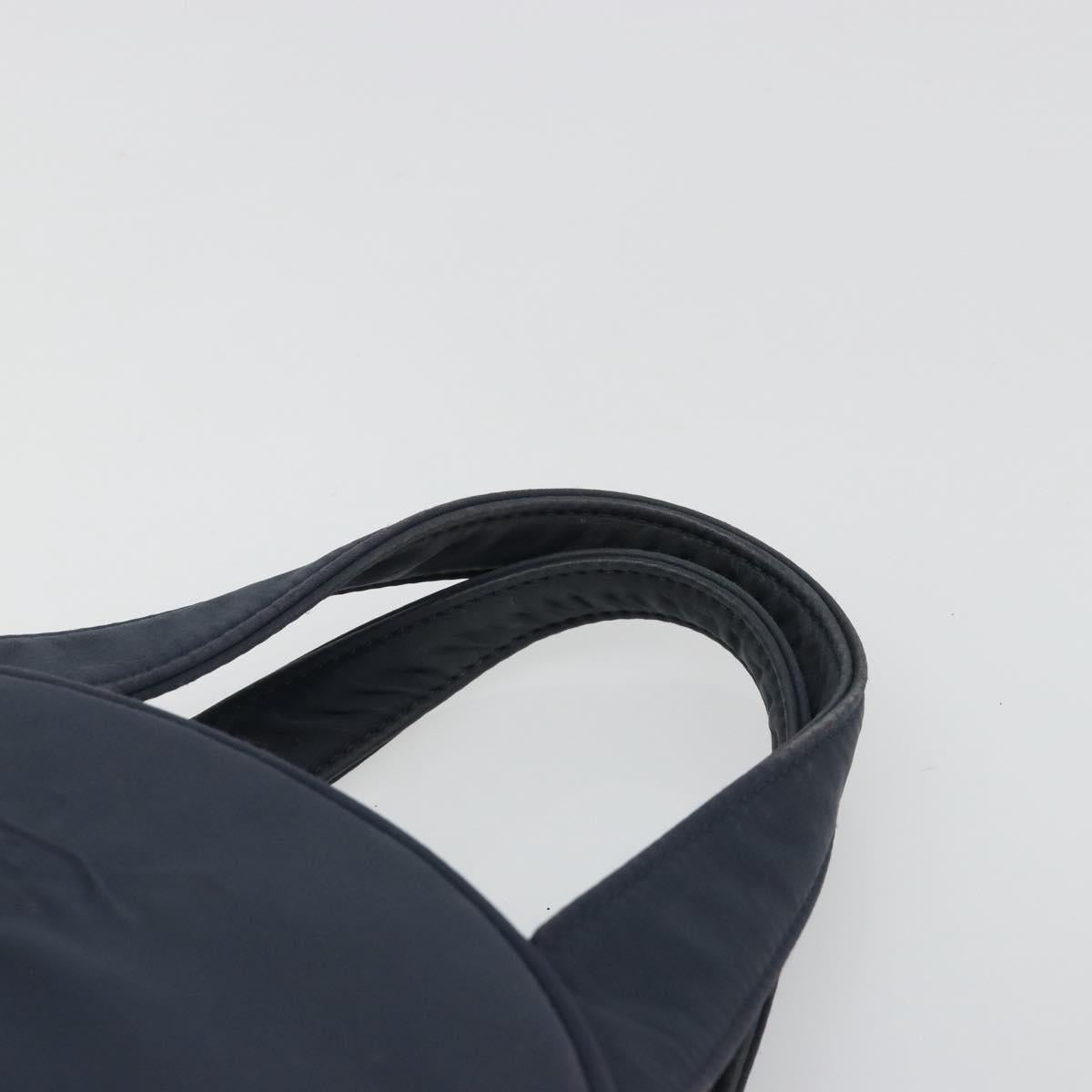 SAINT LAURENT Hand Bag Nylon Navy Silver Auth mr2565