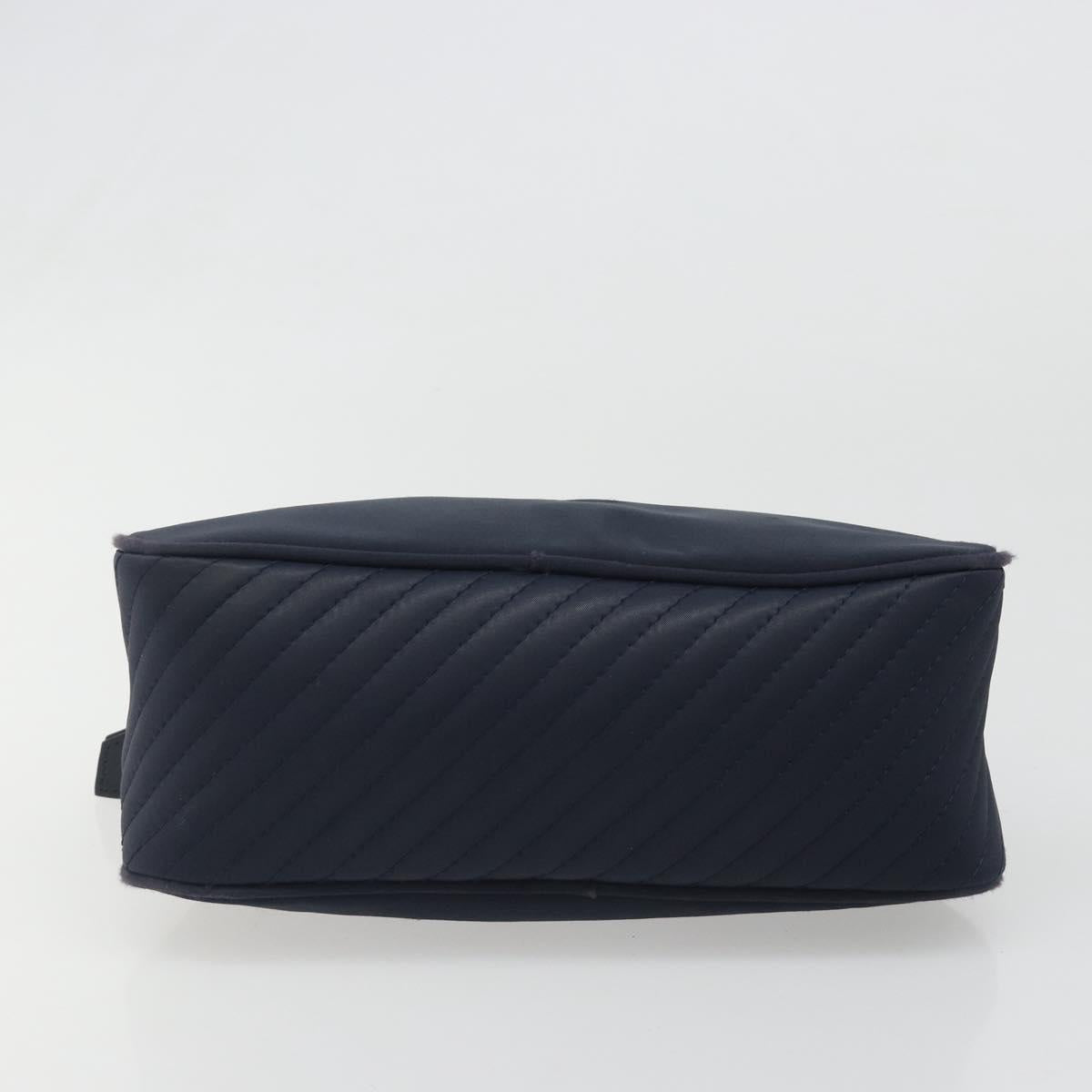 SAINT LAURENT Hand Bag Nylon Navy Silver Auth mr2565