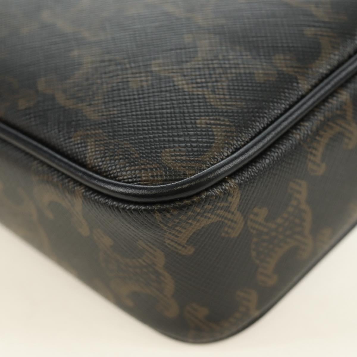 CELINE Triomphe Medium Messenger Bag Shoulder Bag PVC Black Gold Auth mr2571SAM