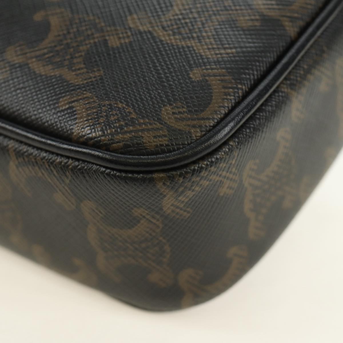CELINE Triomphe Medium Messenger Bag Shoulder Bag PVC Black Gold Auth mr2571SAM
