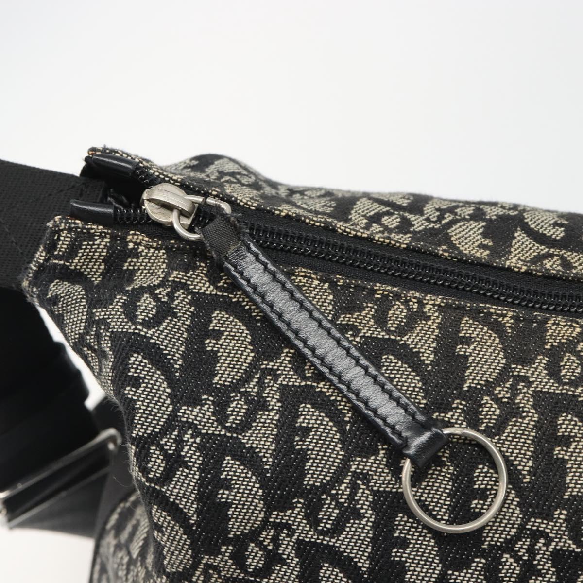 Christian Dior Trotter Canvas Shoulder Bag Navy Silver Auth mr2575A