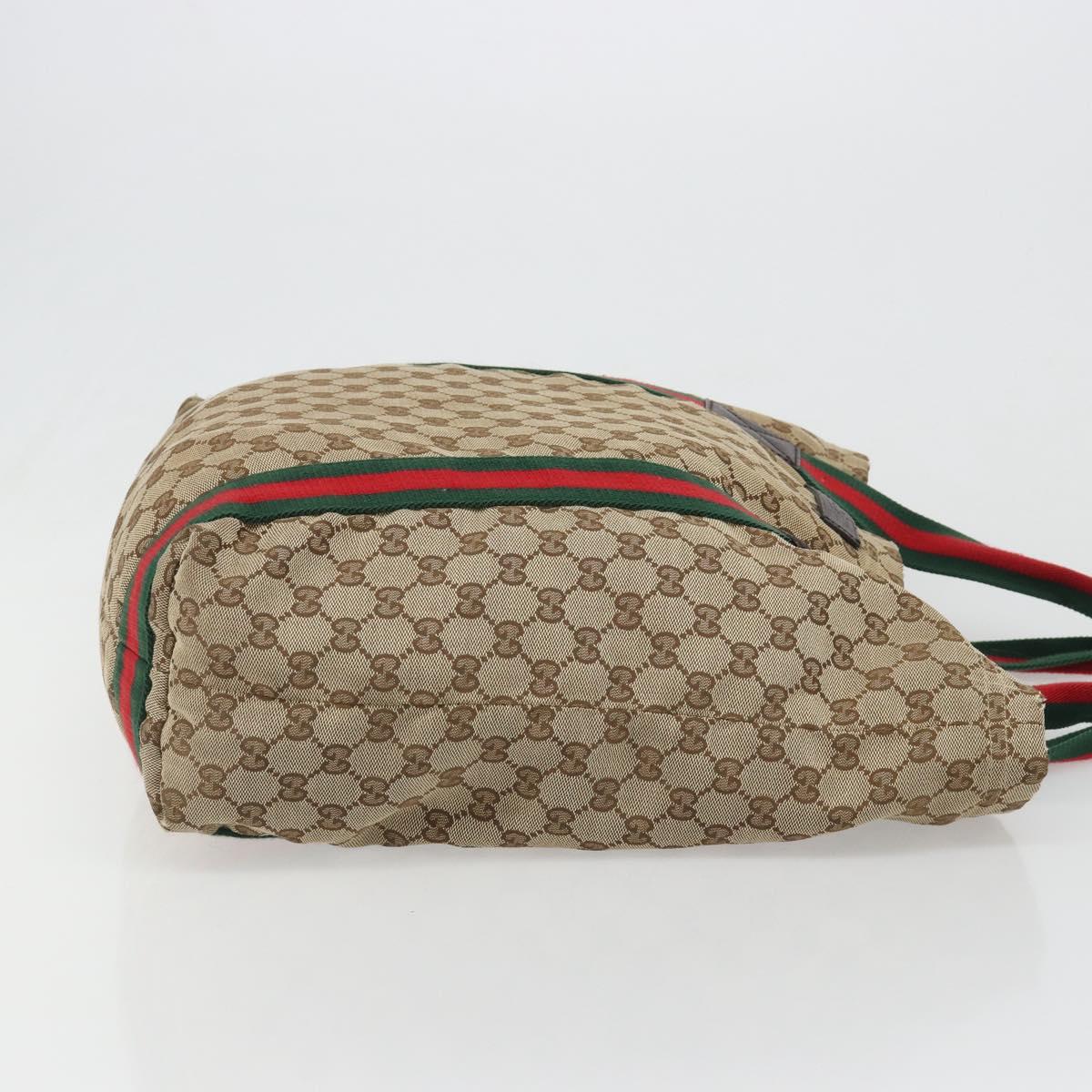GUCCI GG Canvas Web Sherry Line Tote Bag Beige 189669 Auth mr2577A