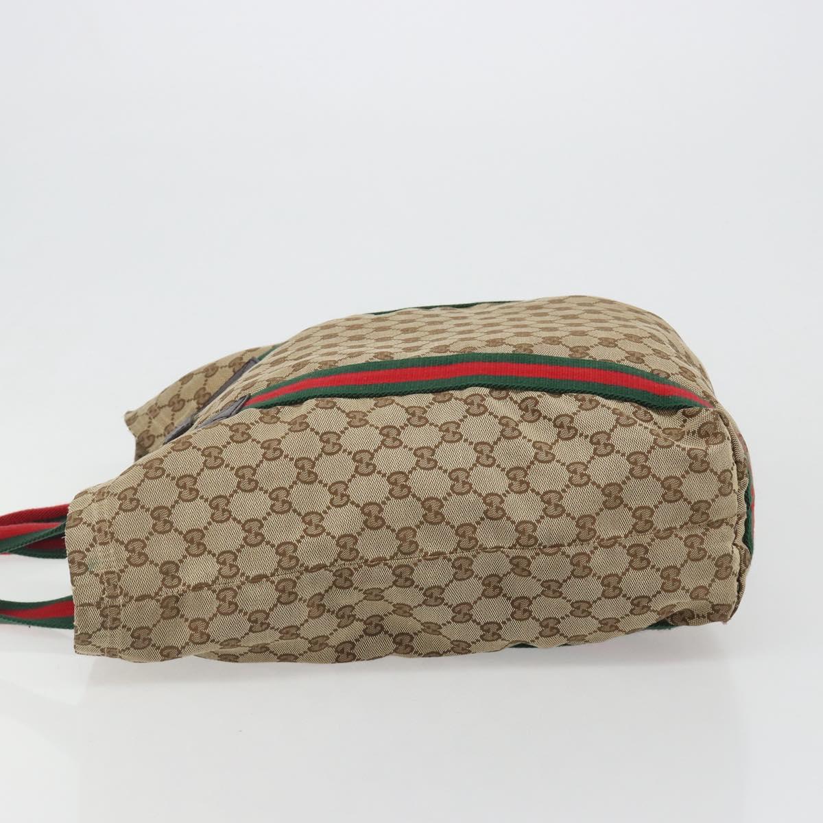 GUCCI GG Canvas Web Sherry Line Tote Bag Beige 189669 Auth mr2577A