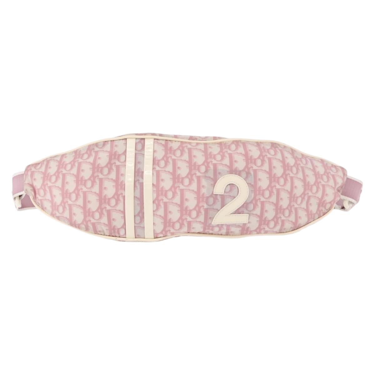Christian Dior Shoulder Bag Nylon Pink Silver Auth mr2578A