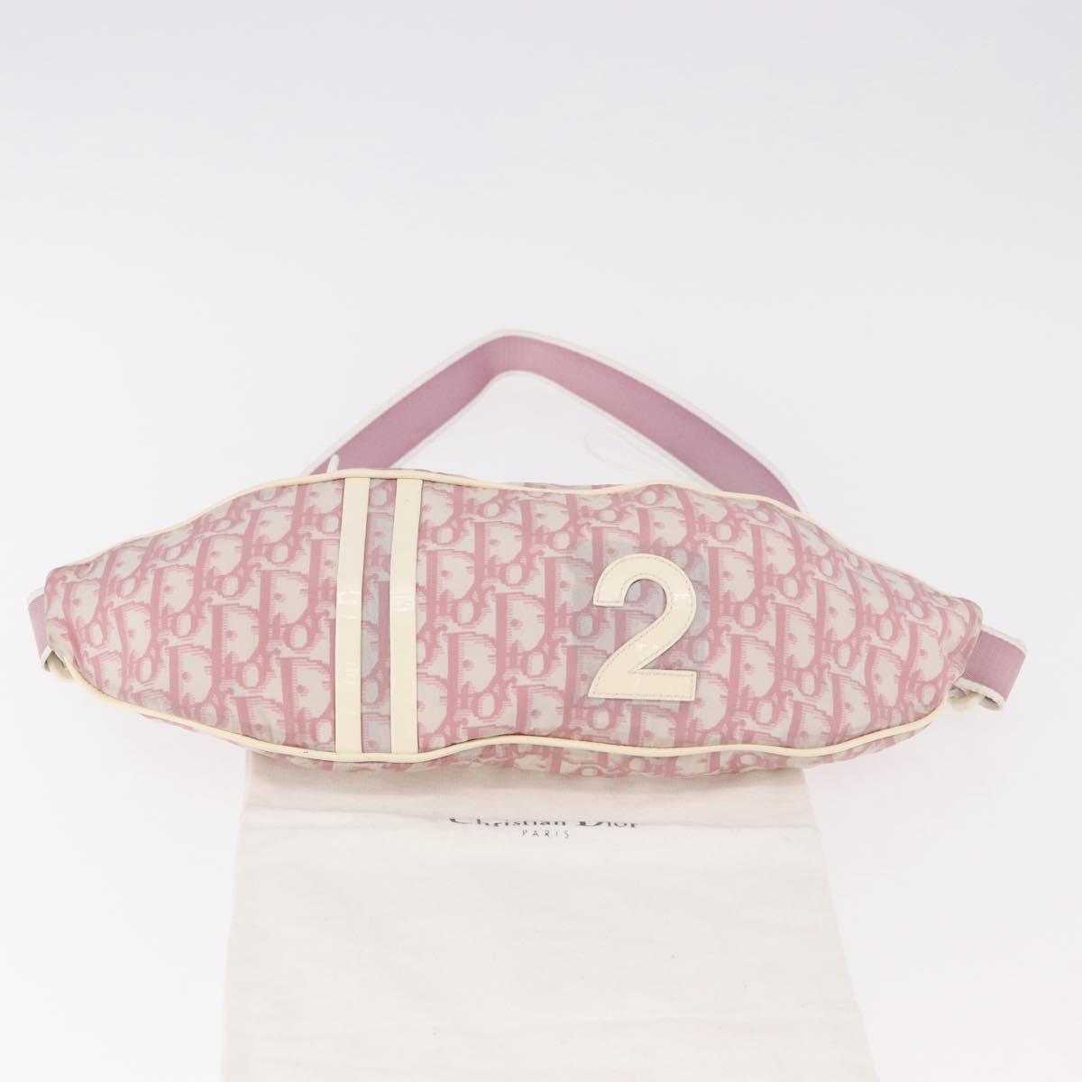 Christian Dior Shoulder Bag Nylon Pink Silver Auth mr2578A