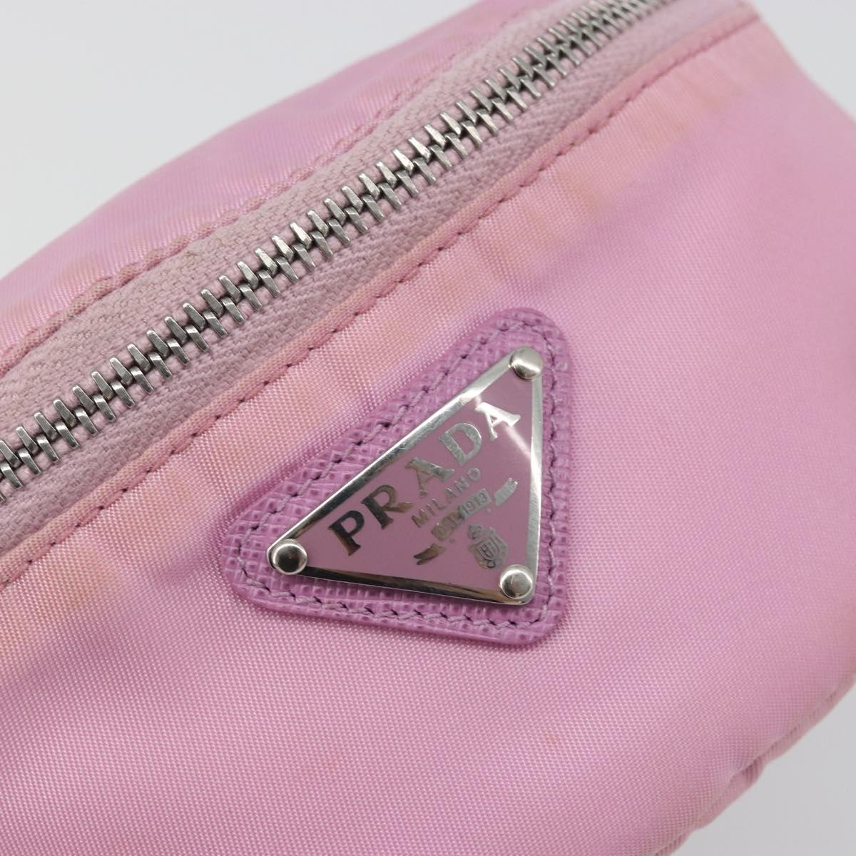 PRADA Arm Pouch Nylon Pink Silver Auth mr2583