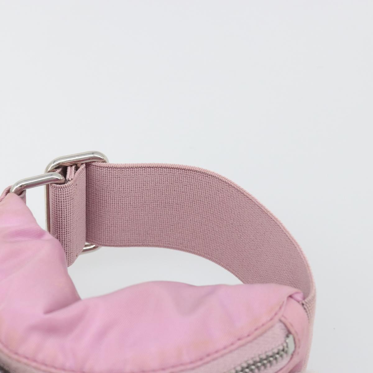 PRADA Arm Pouch Nylon Pink Silver Auth mr2583