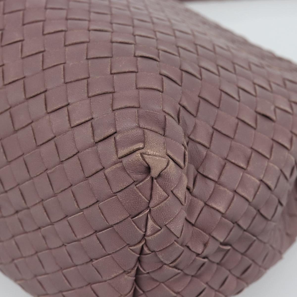 BOTTEGA VENETA INTRECCIATO Hand Bag Leather Purple Gold Auth mr2587A