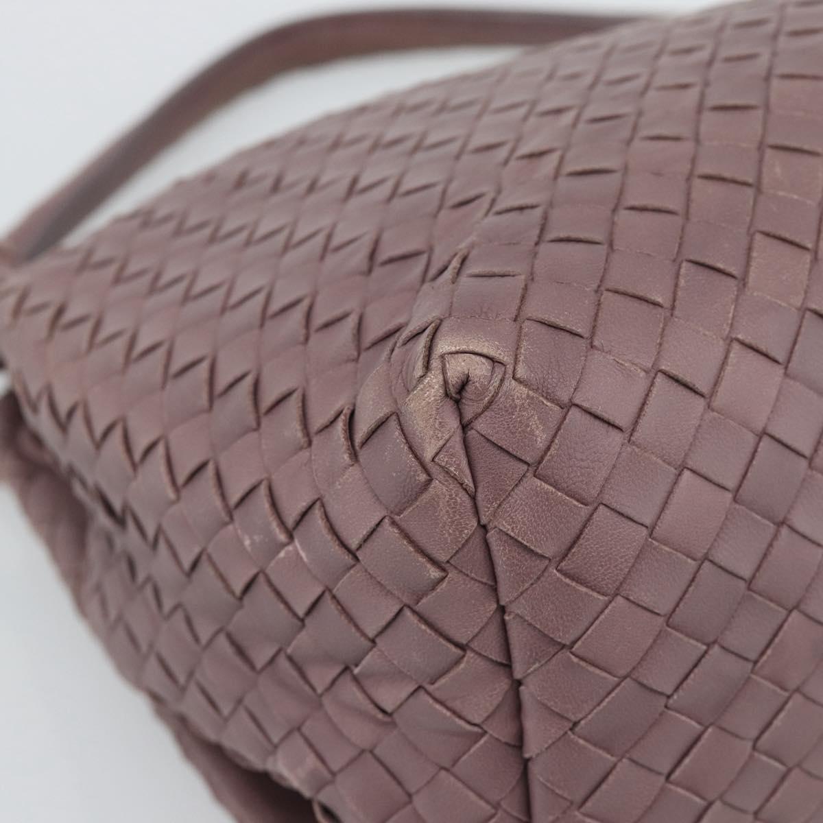 BOTTEGA VENETA INTRECCIATO Hand Bag Leather Purple Gold Auth mr2587A