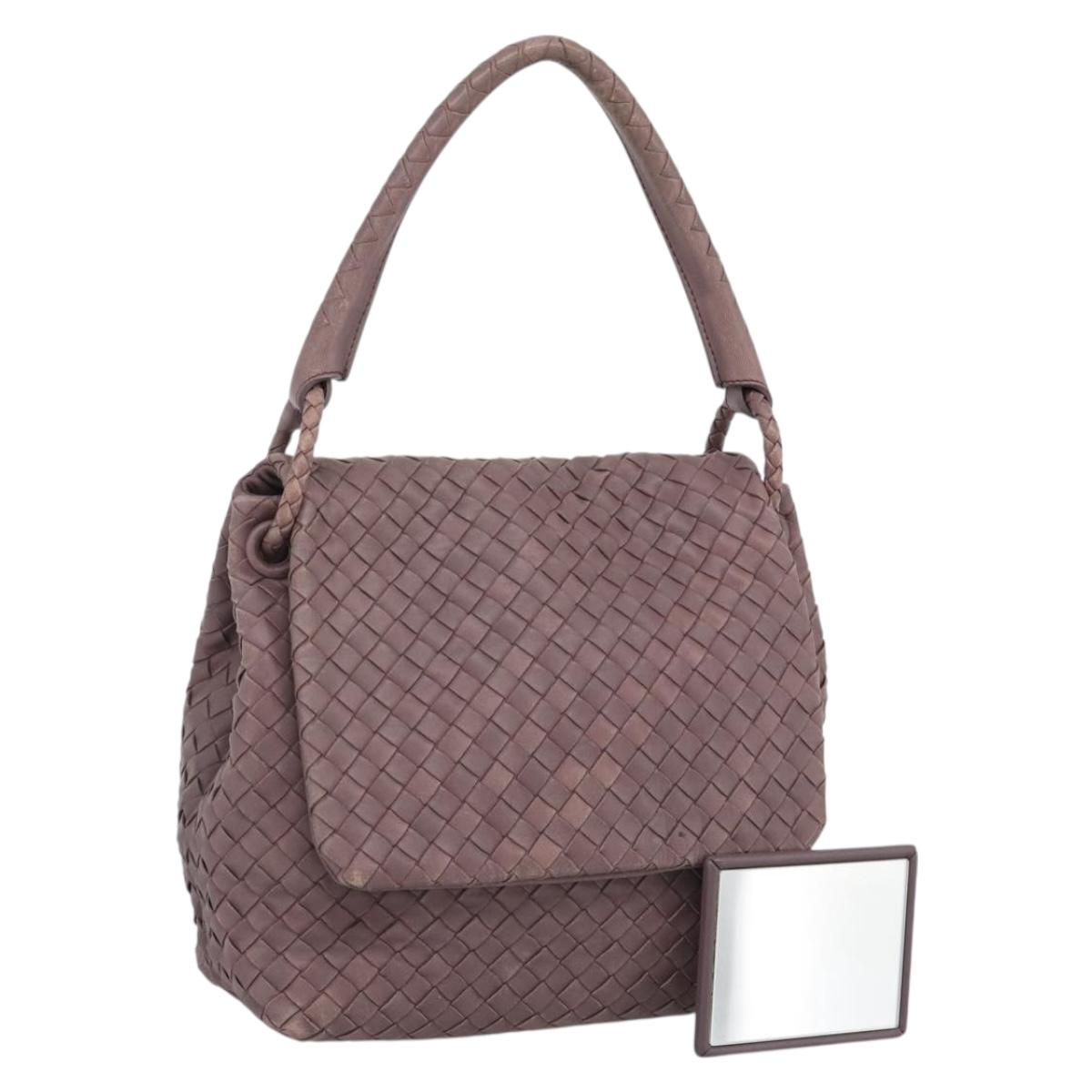 BOTTEGA VENETA INTRECCIATO Hand Bag Leather Purple Gold Auth mr2587A