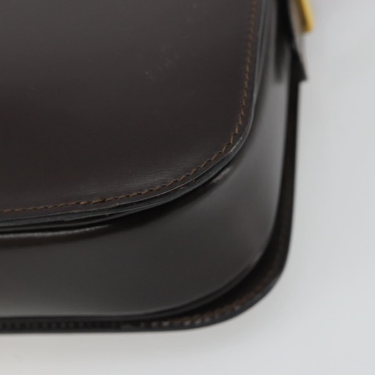 CELINE Shoulder Bag Leather Brown Gold Auth mr2589A