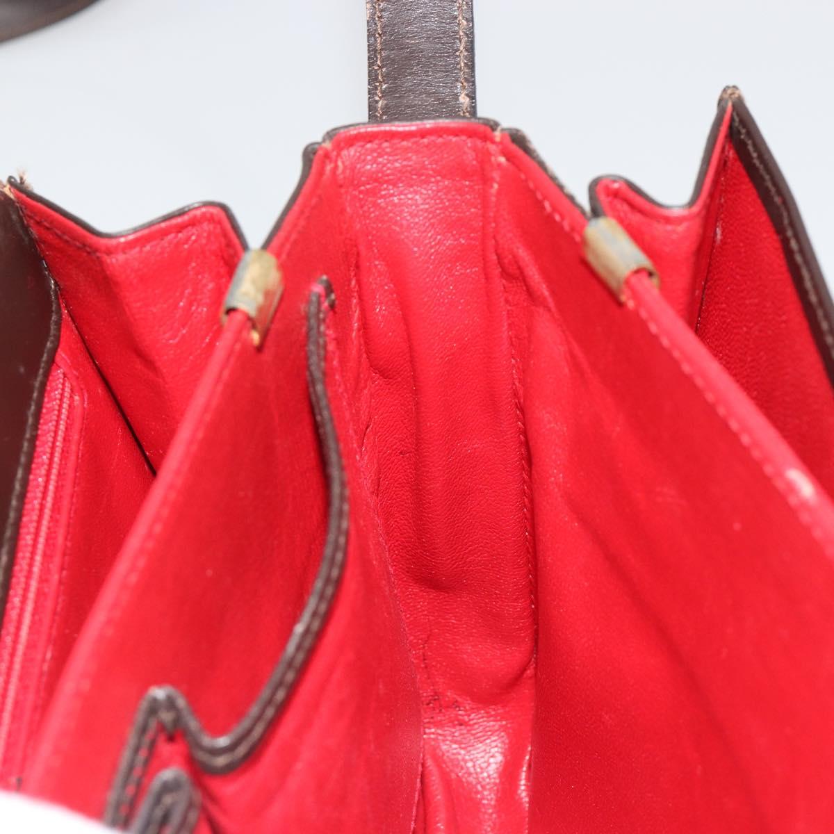 CELINE Shoulder Bag Leather Brown Gold Auth mr2589A