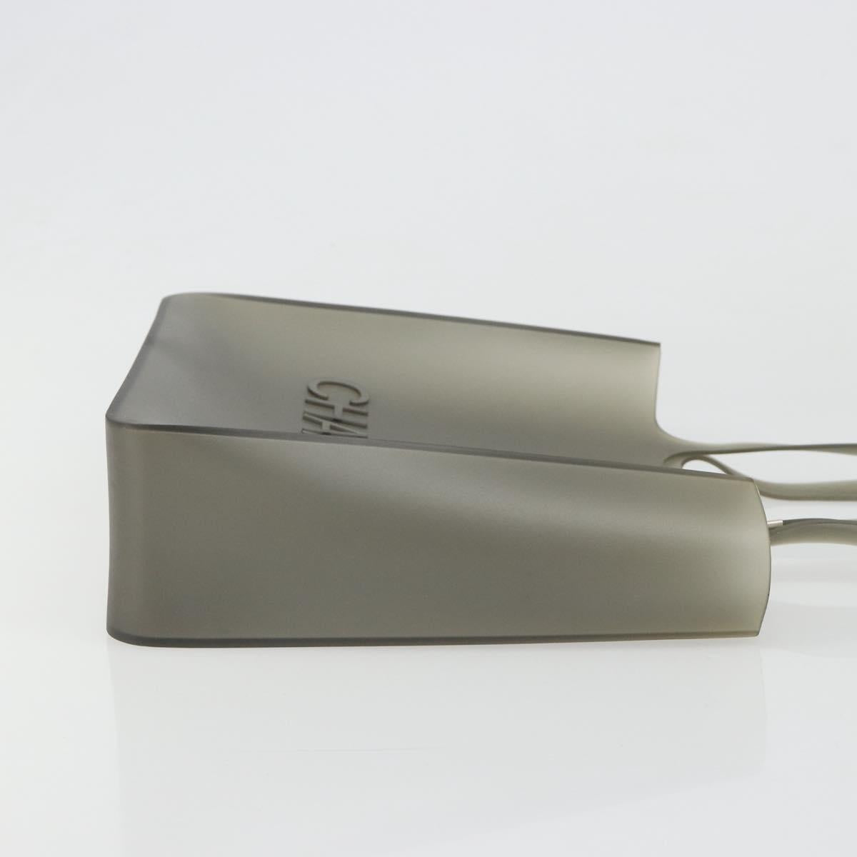 CHANEL Tote Bag Rubber Clear Silver CC Auth mr2590A