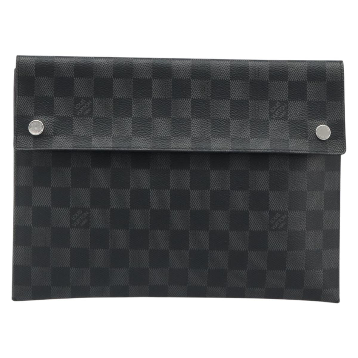 LOUIS VUITTON Damier Graphite Alpha Triple Pouch Bag N60255 LV Auth mr2593A