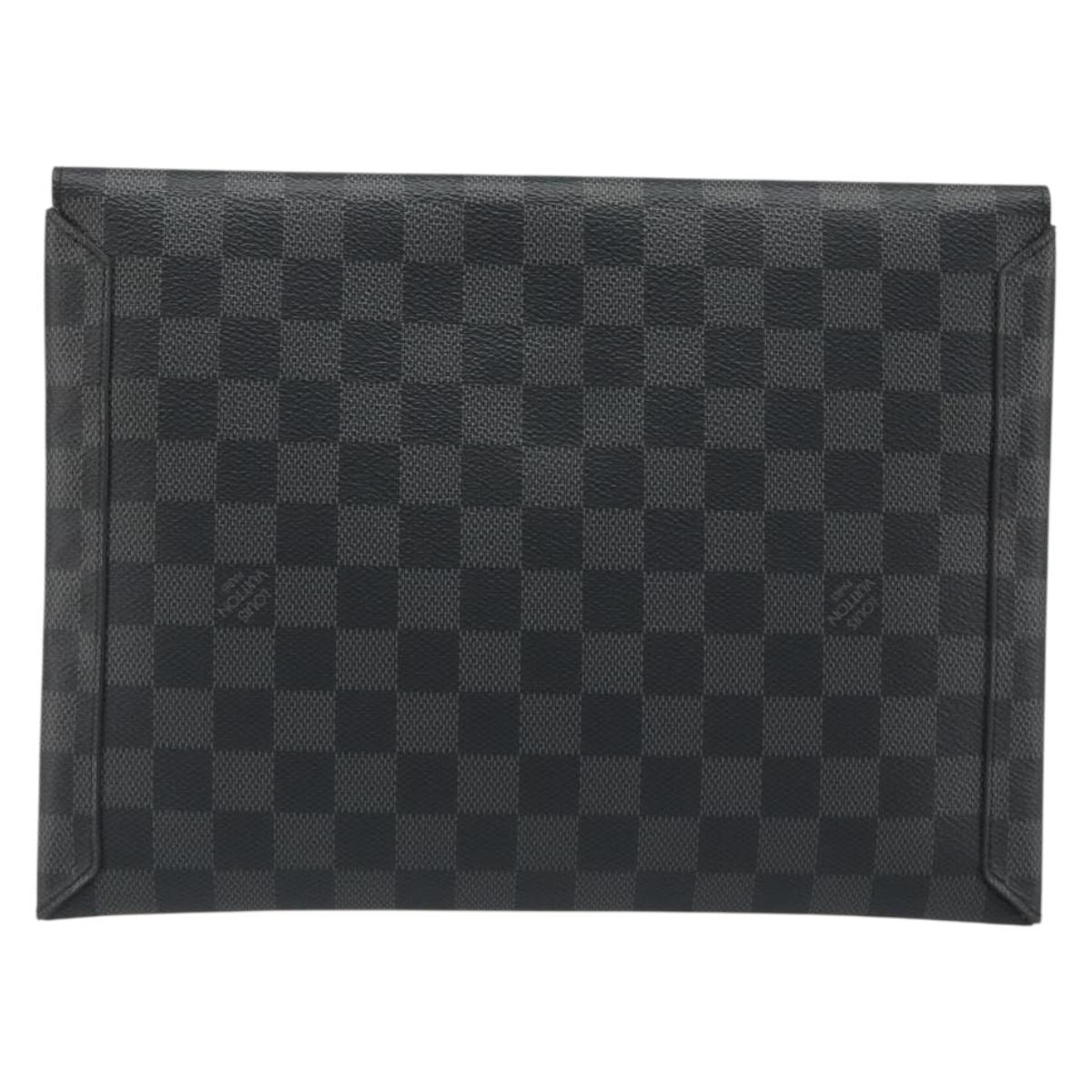 LOUIS VUITTON Damier Graphite Alpha Triple Pouch Bag N60255 LV Auth mr2593A