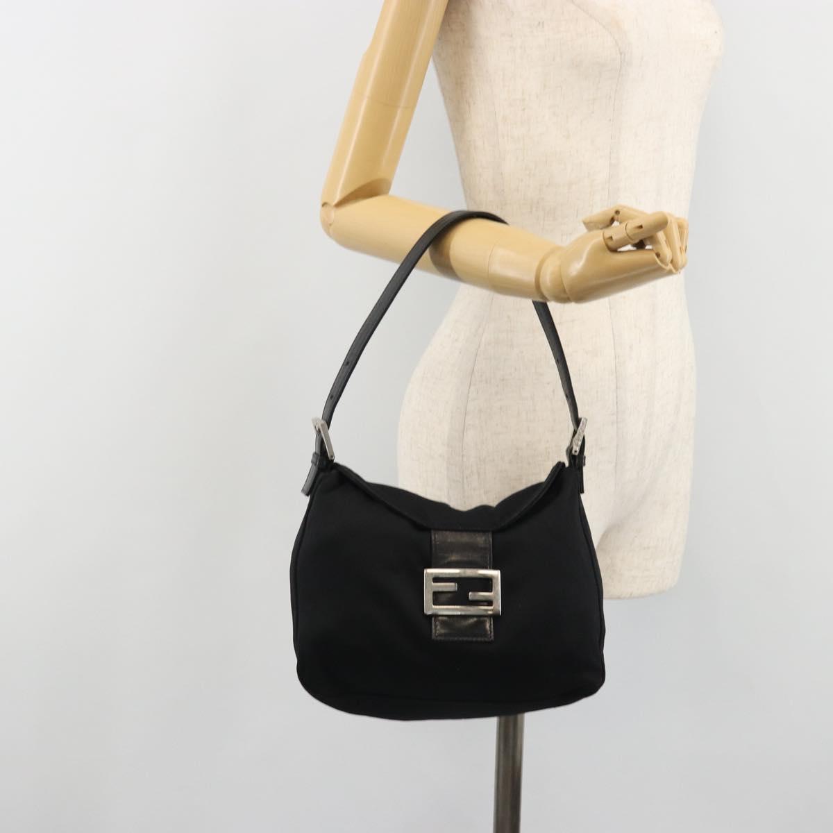 FENDI Hand Bag cotton Black Silver Auth mr2595