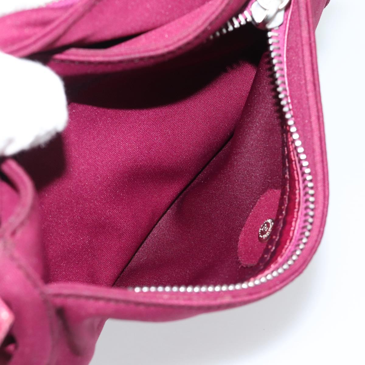 FENDI Mamma Baguette Shoulder Bag Cotton Wine Red Silver Auth mr2598