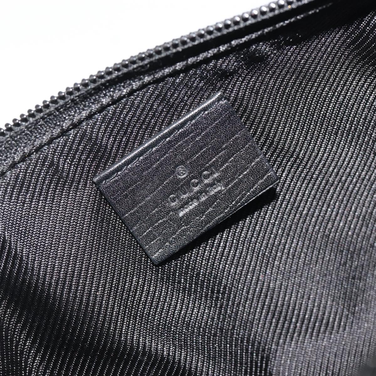 GUCCI GG Canvas Hand Pouch Black Silver 07198 Auth mr2600A