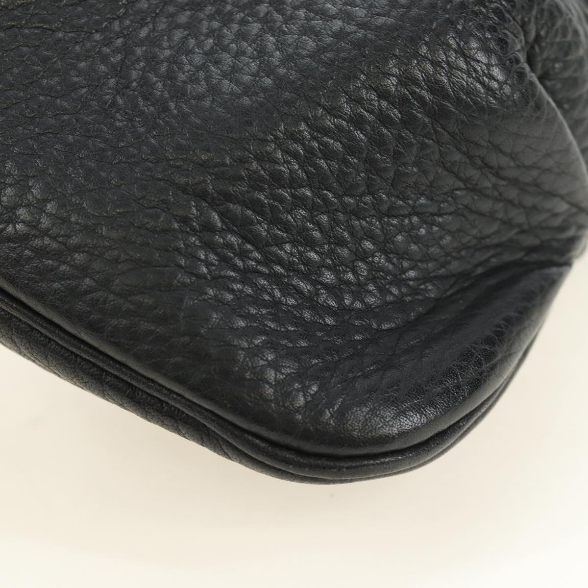 HERMES Rodeo Shoulder Bag Leather Black Gold Auth mr2602V