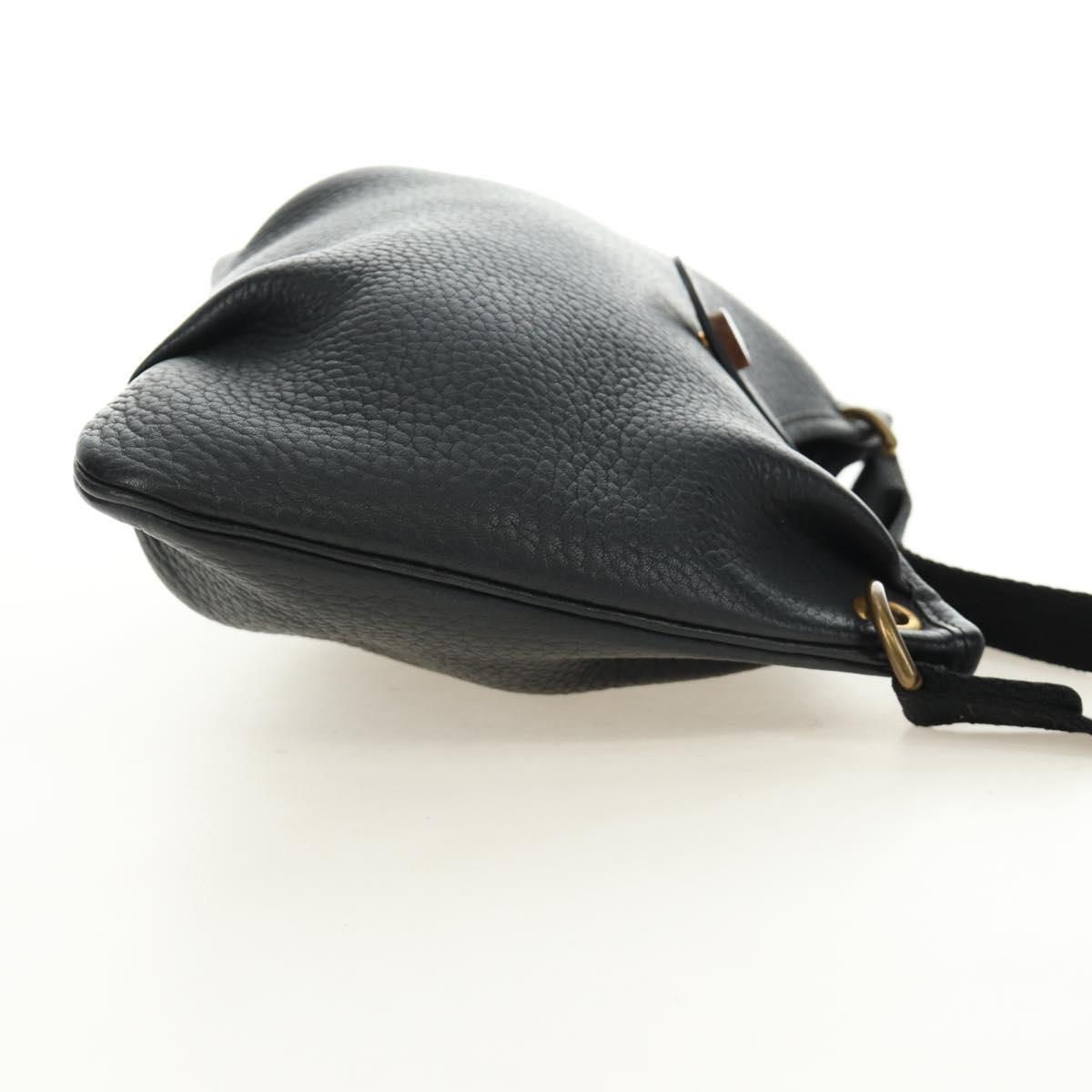 HERMES Rodeo Shoulder Bag Leather Black Gold Auth mr2602V