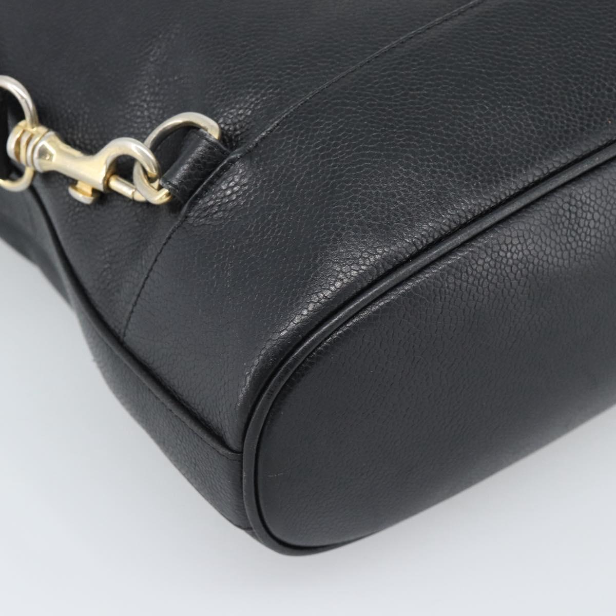 CHANEL Shoulder Bag Leather 2way Black Gold CC Auth mr2604V