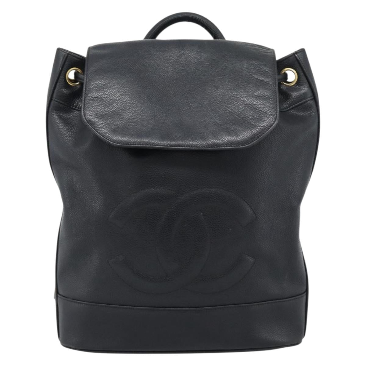 CHANEL Shoulder Bag Leather 2way Black Gold CC Auth mr2604V