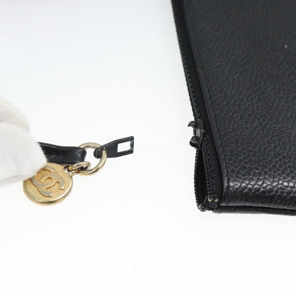 CHANEL Shoulder Bag Leather 2way Black Gold CC Auth mr2604V