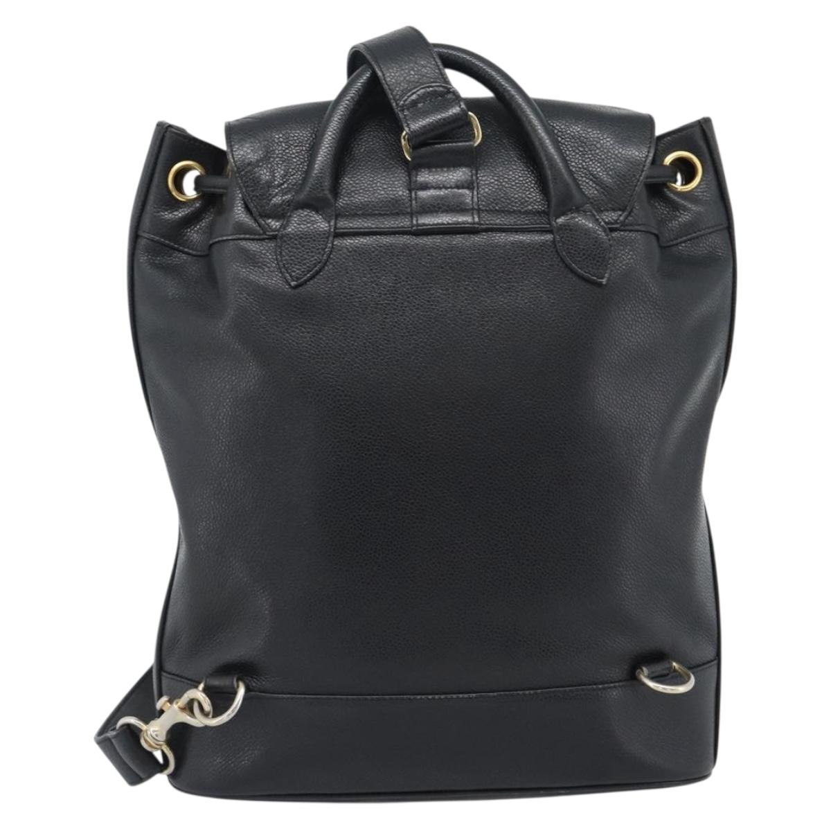 CHANEL Shoulder Bag Leather 2way Black Gold CC Auth mr2604V