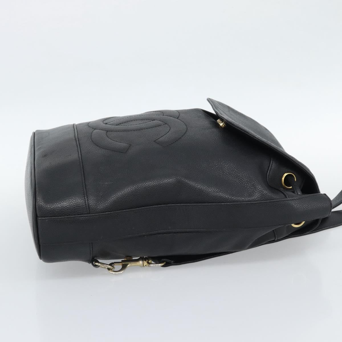 CHANEL Shoulder Bag Leather 2way Black Gold CC Auth mr2604V