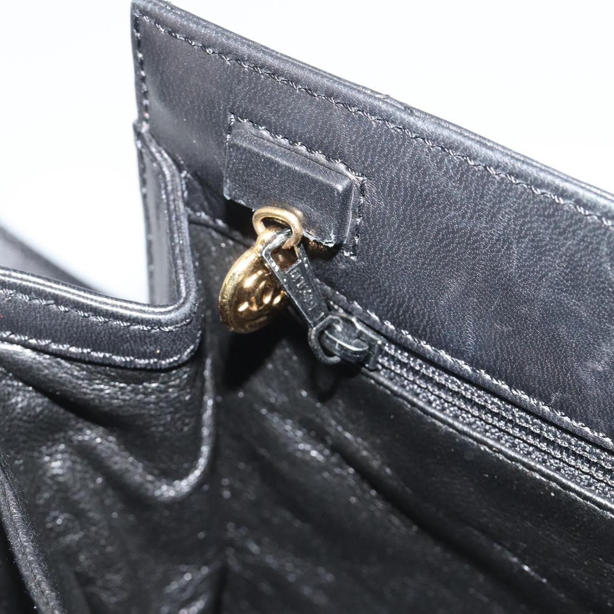 CHANEL Matelasse Shoulder Bag Leather Black Gold CC Auth mr2606V