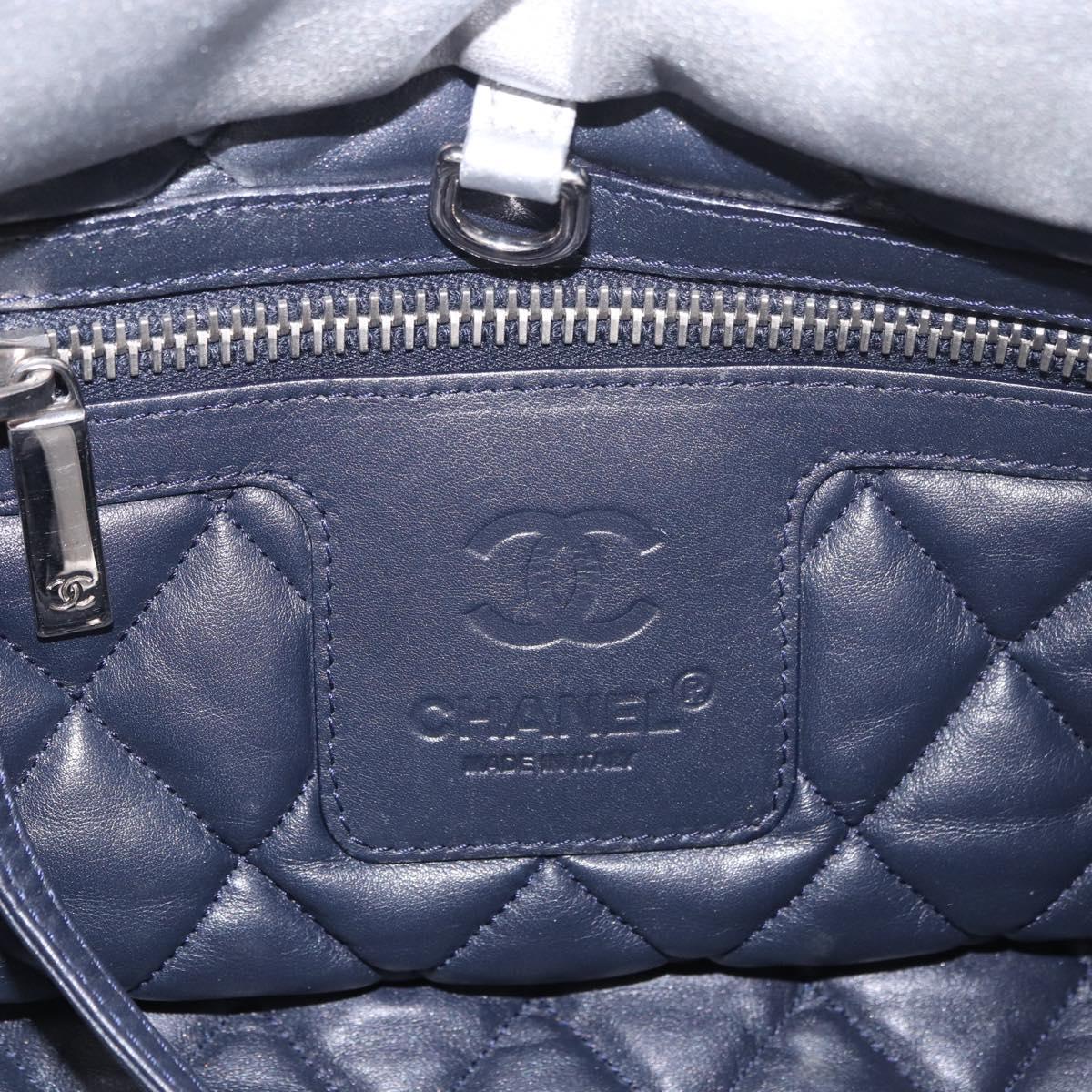 CHANEL Cococoon Tote Bag Leather Silver CC Auth mr2607