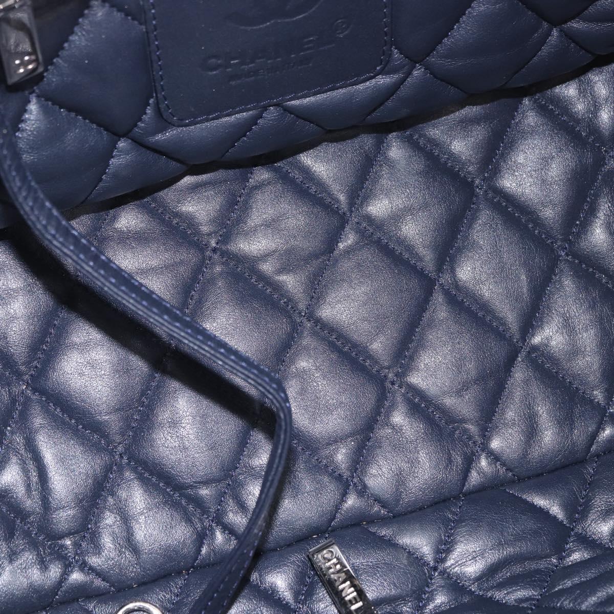 CHANEL Cococoon Tote Bag Leather Silver CC Auth mr2607