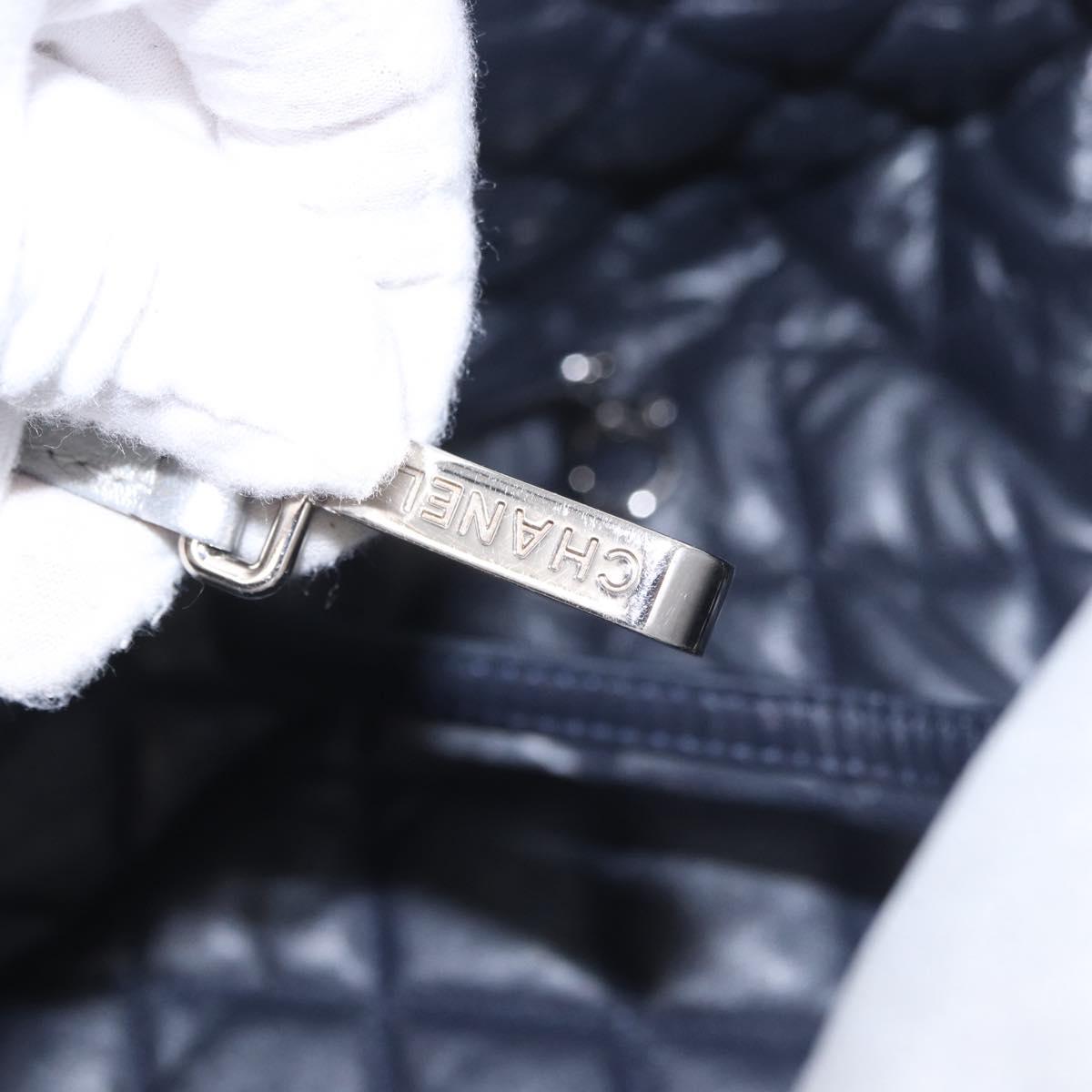 CHANEL Cococoon Tote Bag Leather Silver CC Auth mr2607