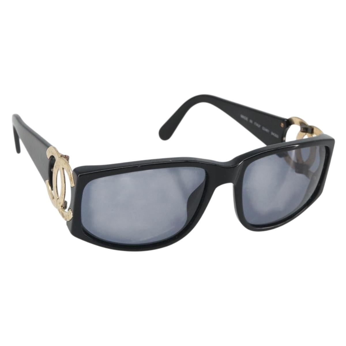 CHANEL Sunglasses plastic Black Gold CC Auth mr2610