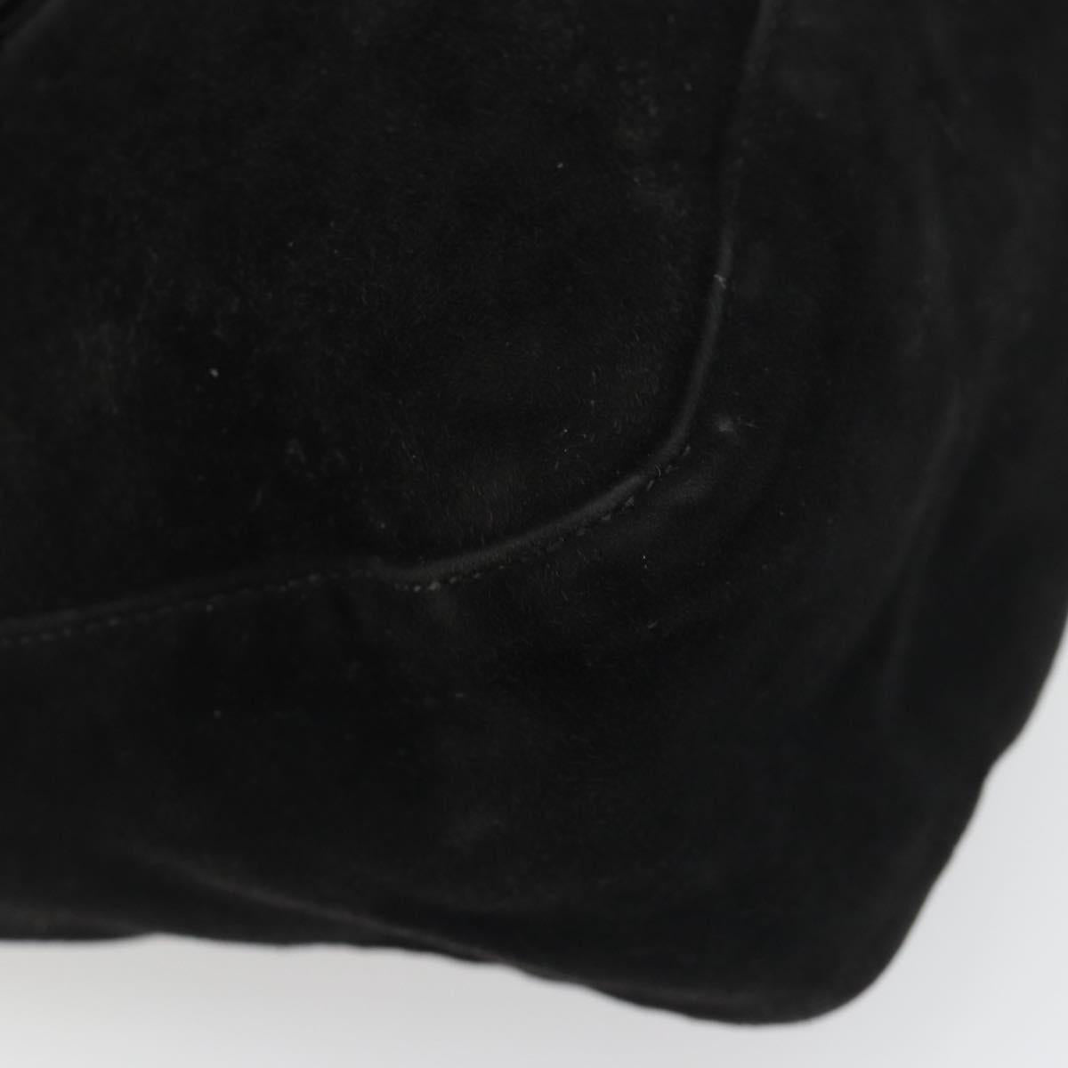 FENDI Hand Bag Suede Black Silver Auth mr2611A