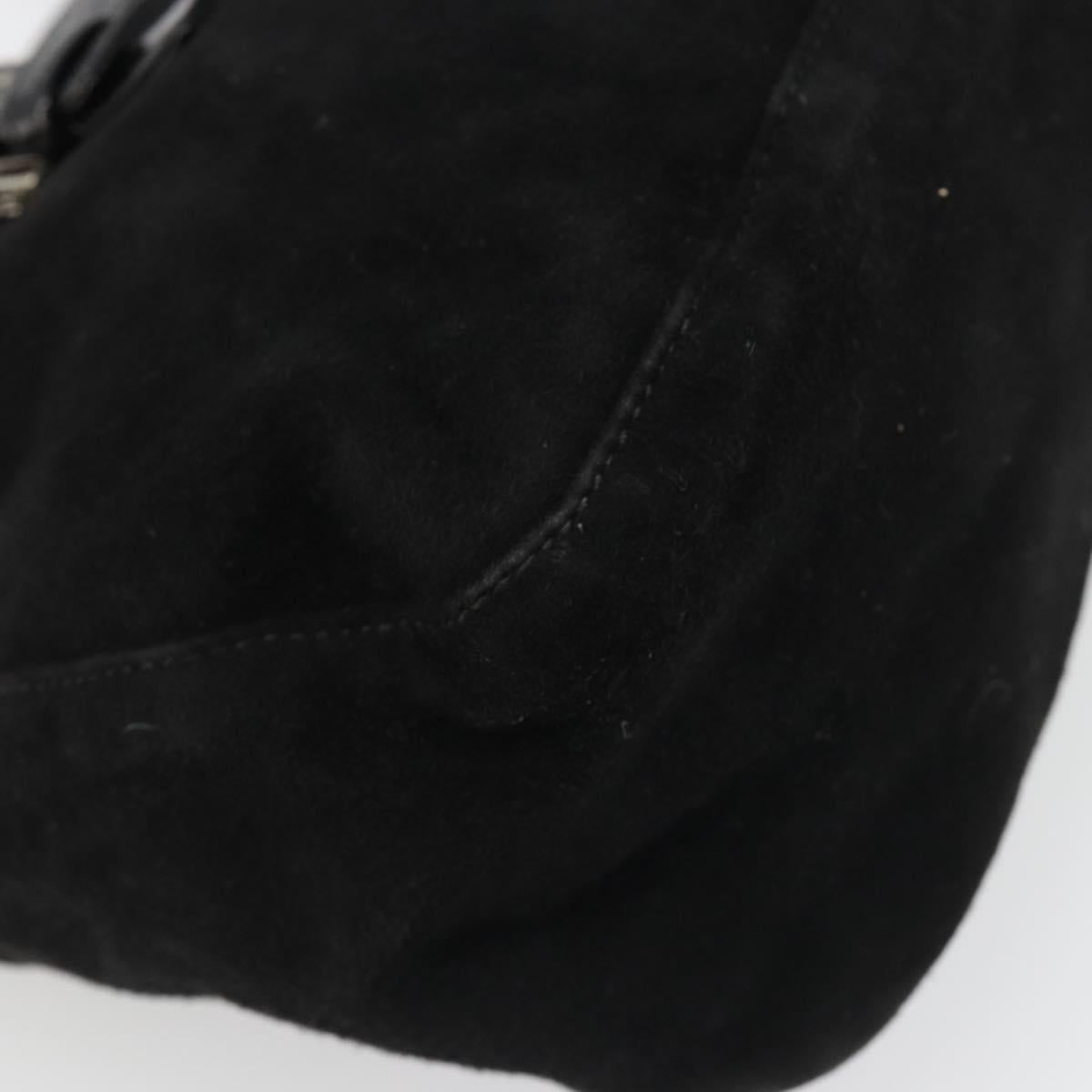 FENDI Hand Bag Suede Black Silver Auth mr2611A