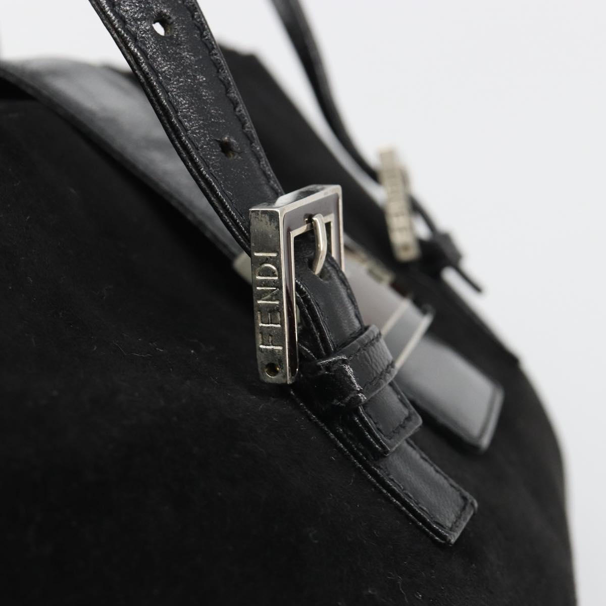 FENDI Hand Bag Suede Black Silver Auth mr2611A