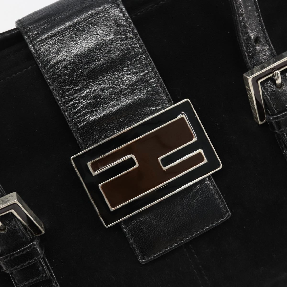 FENDI Hand Bag Suede Black Silver Auth mr2611A