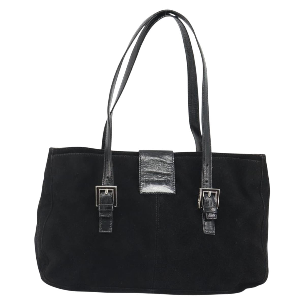 FENDI Hand Bag Suede Black Silver Auth mr2611A