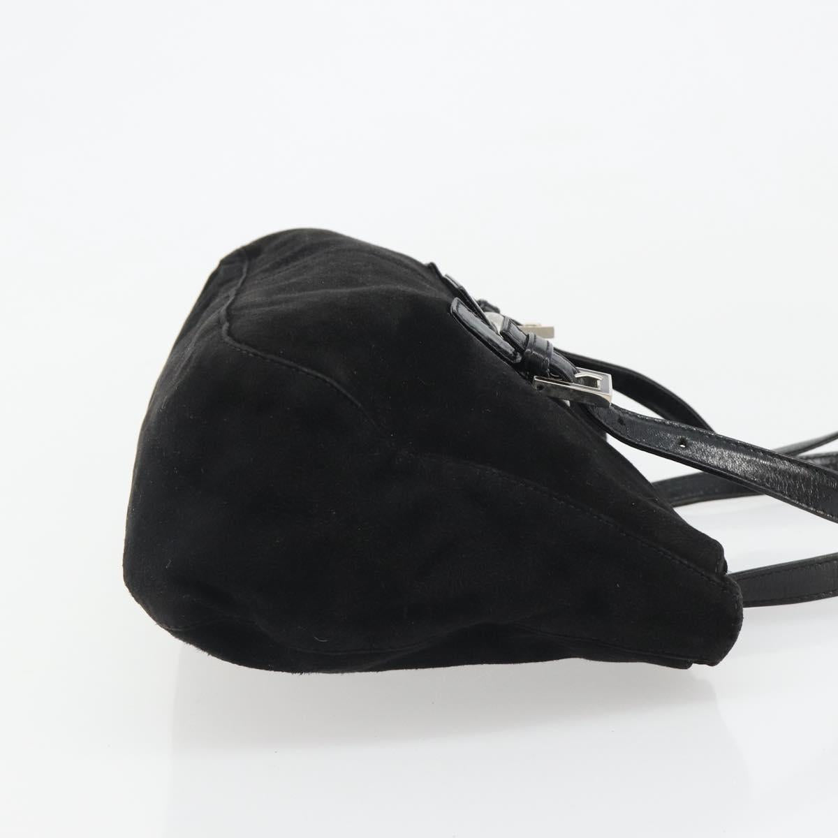 FENDI Hand Bag Suede Black Silver Auth mr2611A