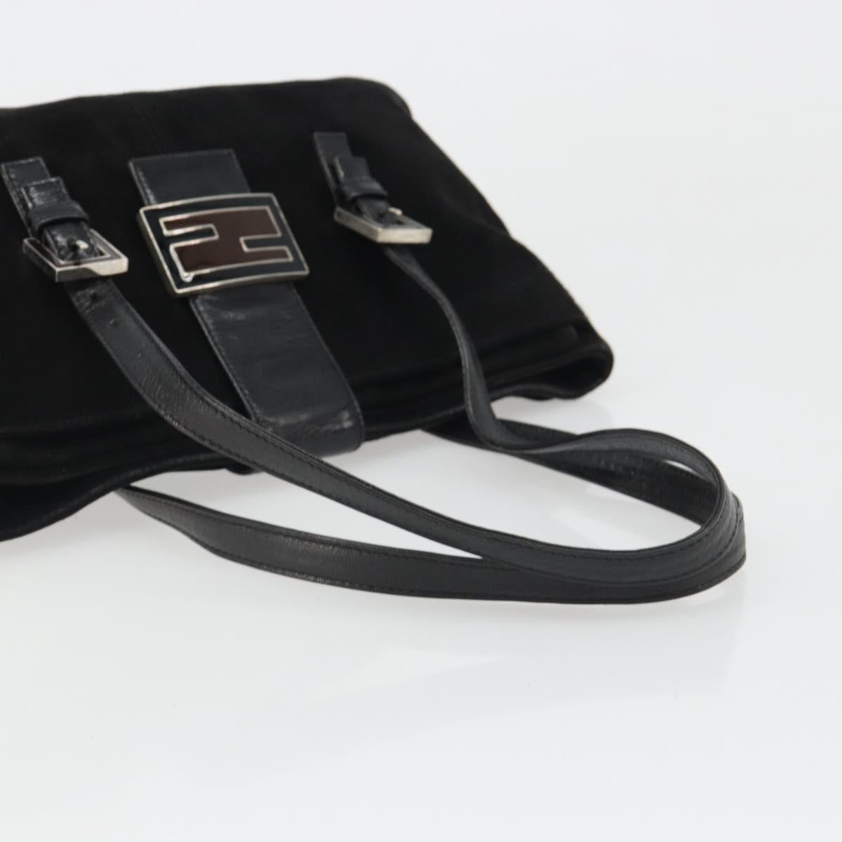 FENDI Hand Bag Suede Black Silver Auth mr2611A