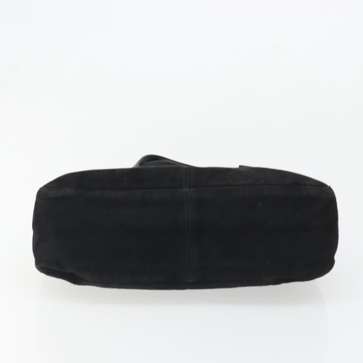 FENDI Hand Bag Suede Black Silver Auth mr2611A