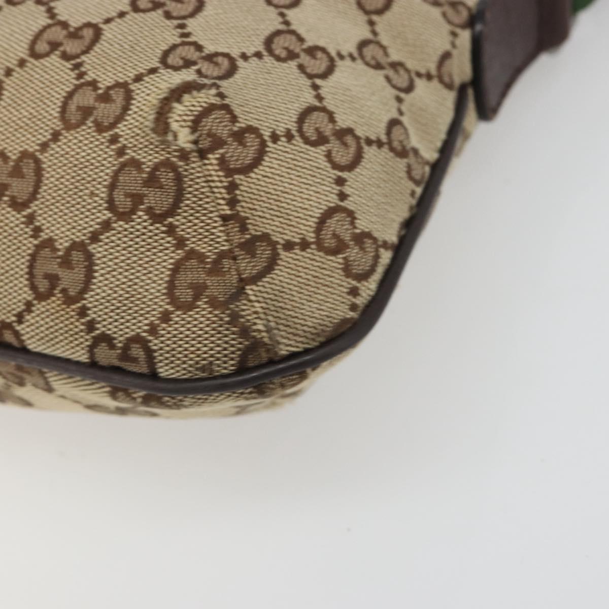 GUCCI GG Canvas Web Sherry Line Shoulder Bag Beige Silver 189749 Auth mr2613