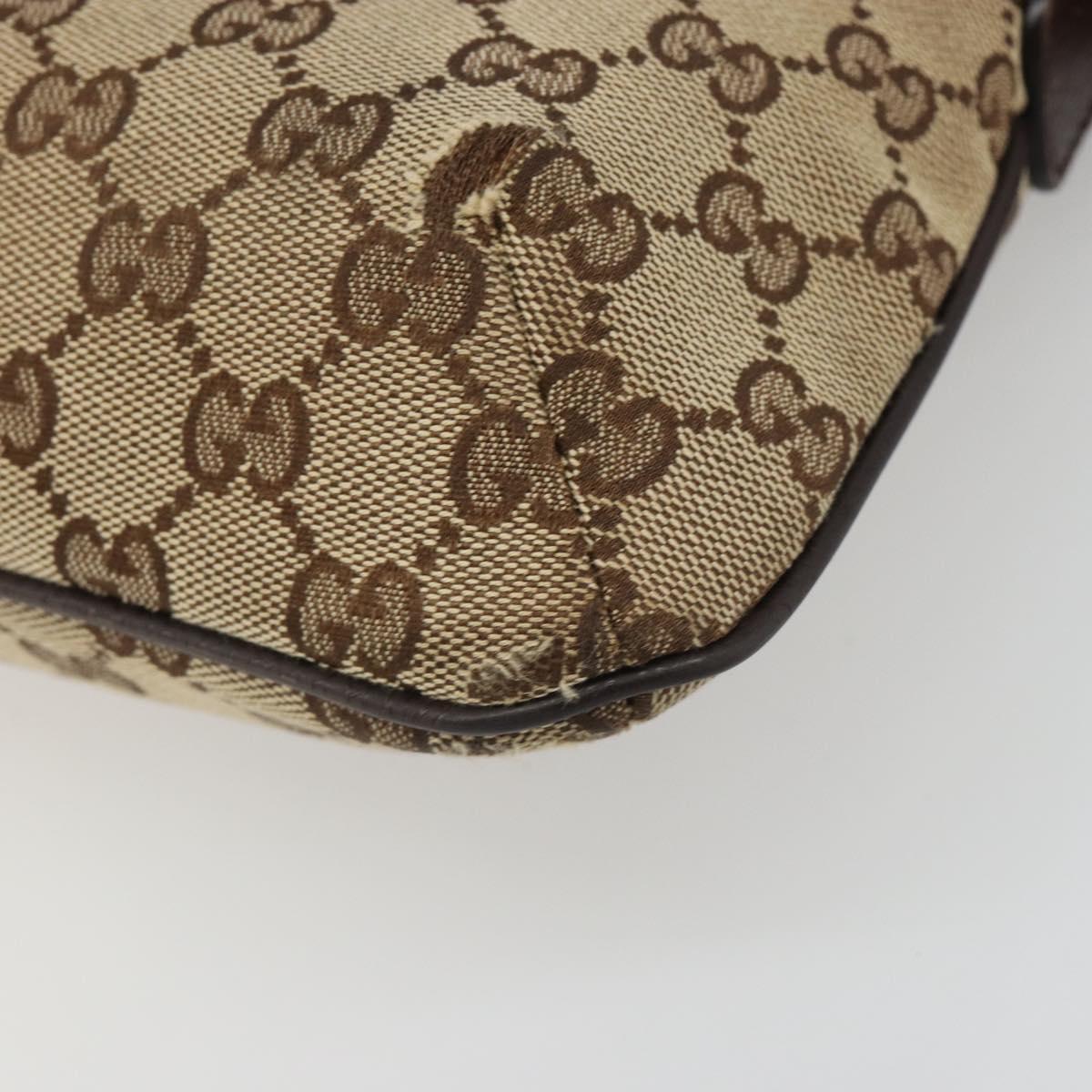 GUCCI GG Canvas Web Sherry Line Shoulder Bag Beige Silver 189749 Auth mr2613