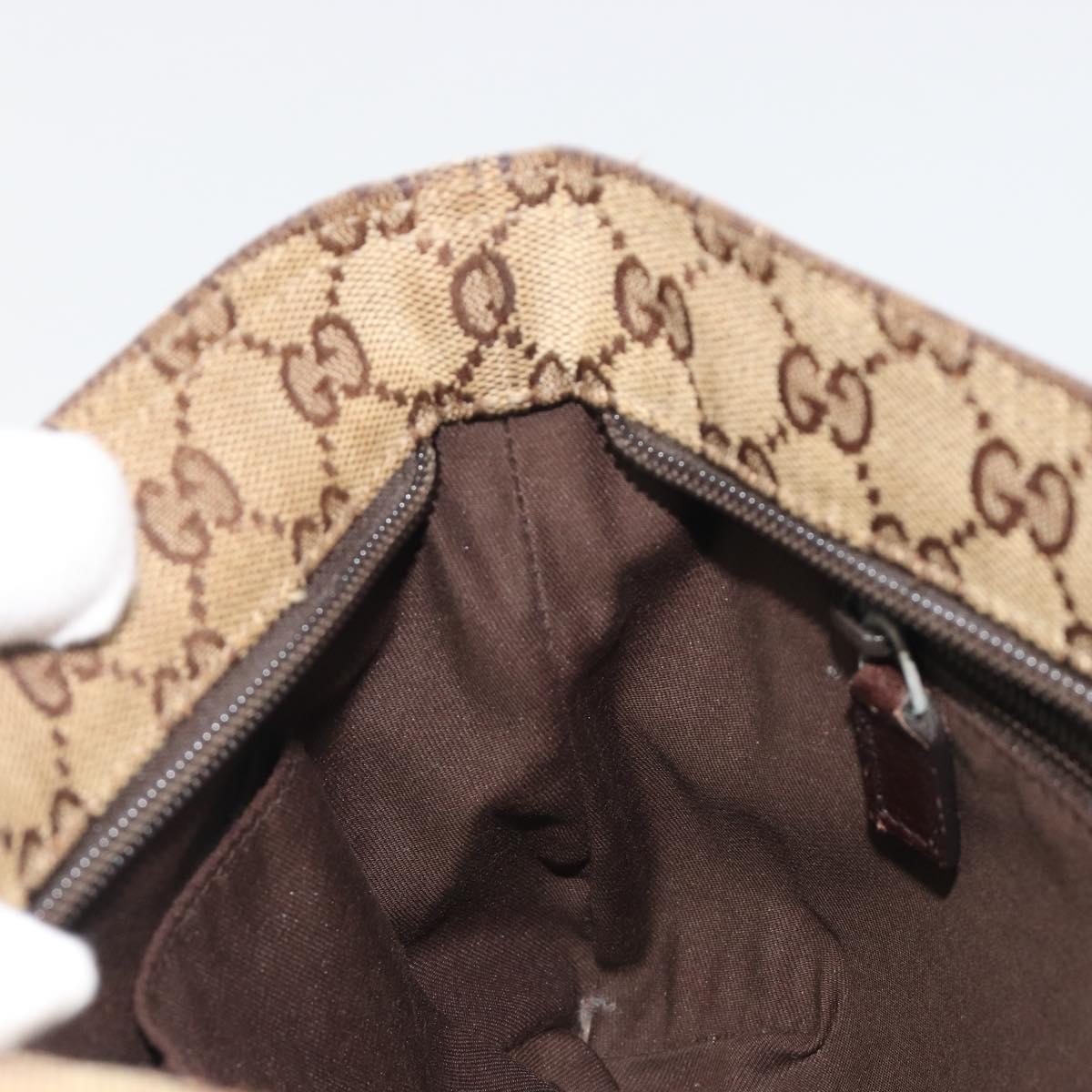 GUCCI GG Canvas Web Sherry Line Shoulder Bag Beige Silver 189749 Auth mr2613