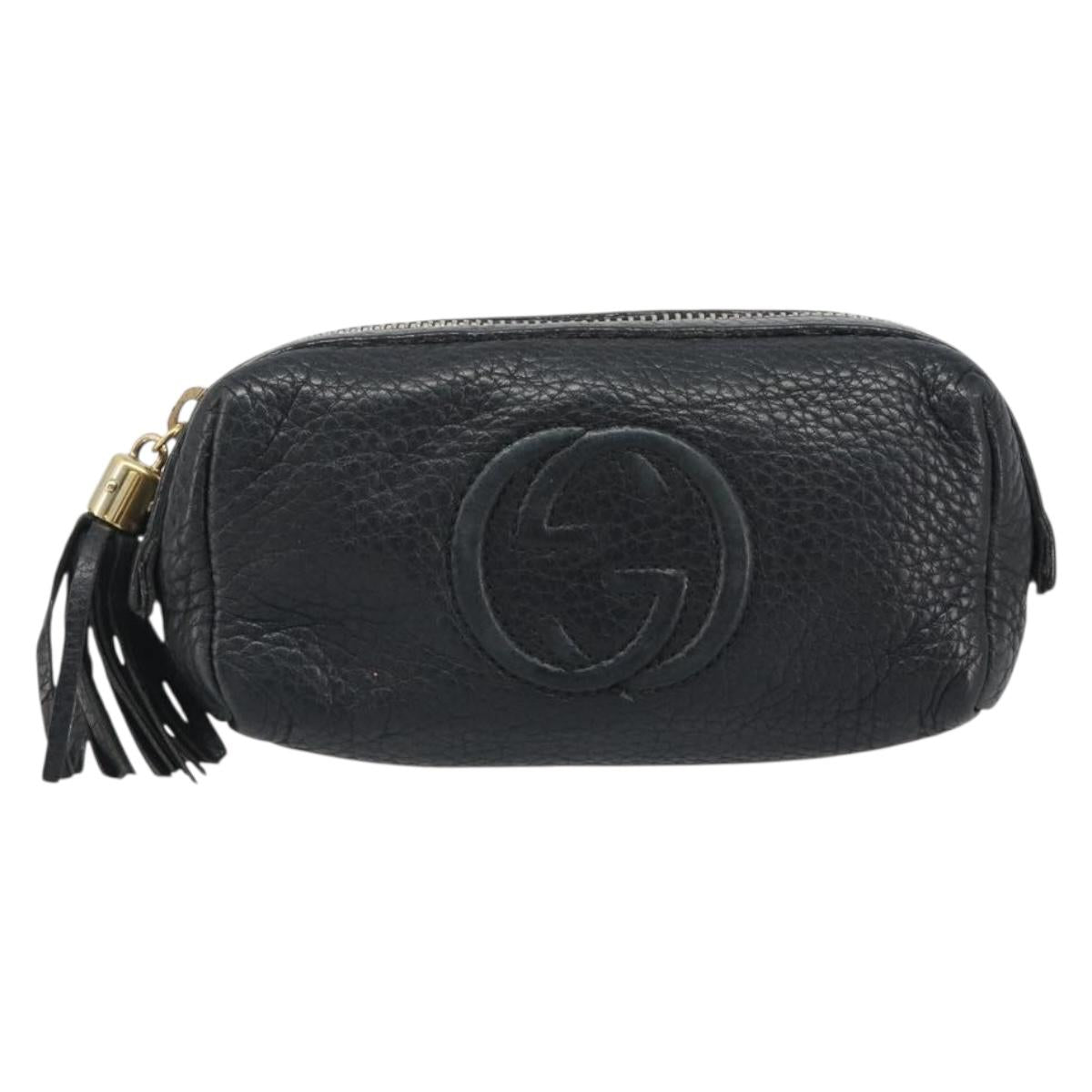 GUCCI Soho GG Pouch Leather Black Gold 308634 Auth mr2614
