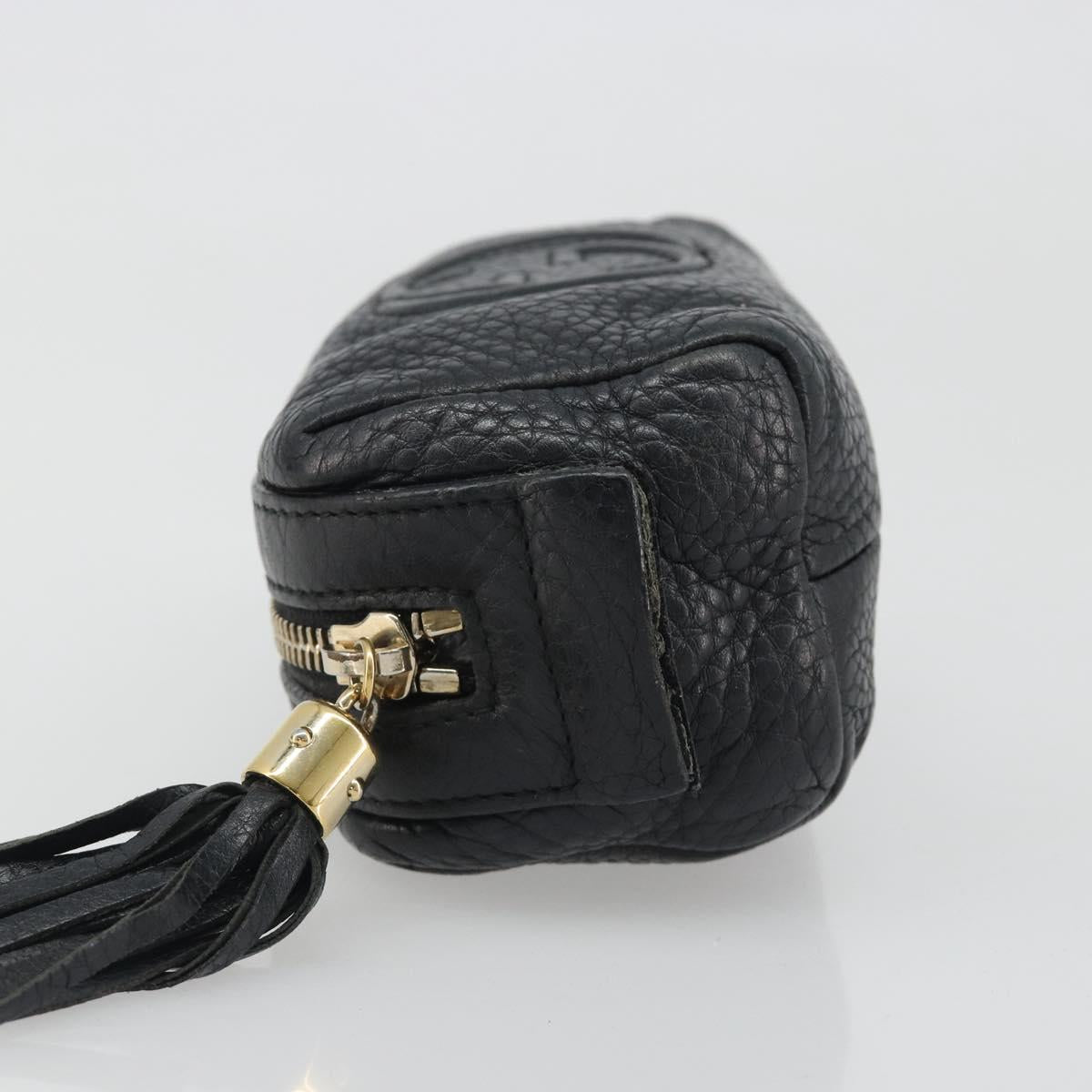 GUCCI Soho GG Pouch Leather Black Gold 308634 Auth mr2614